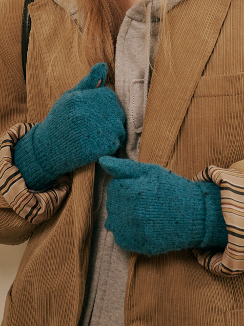 Dot Mitten Gloves (Blue Green)