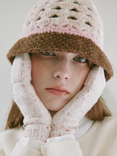 Shell Crochet Hat (Pink & Brown)