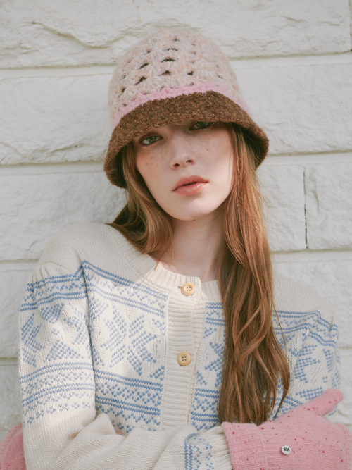 Shell Crochet Hat (Pink & Brown)