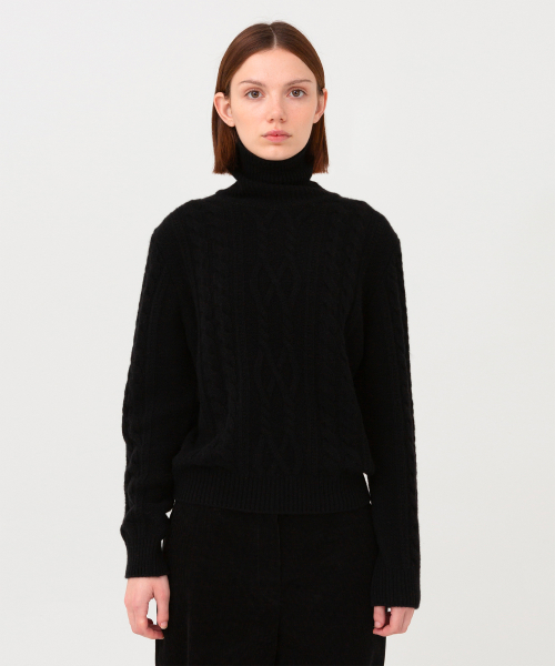 W High Neck Sweater, Black