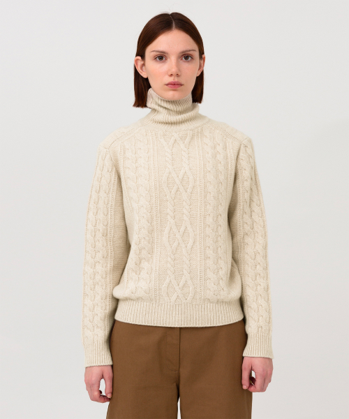 W High Neck Sweater, Ivory