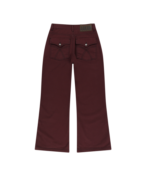 Western Studded Cotton Pants (Wine)