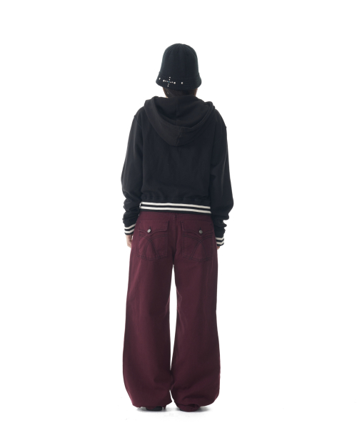 Western Studded Cotton Pants (Wine)