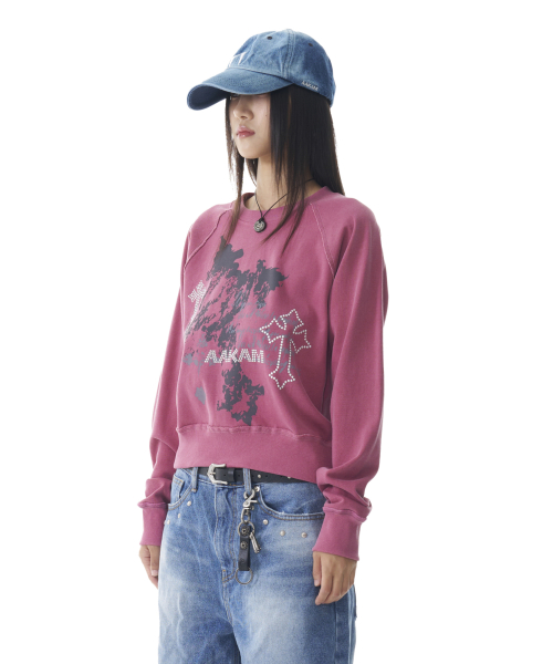 Cross Studded Sweatshirts (Pink)