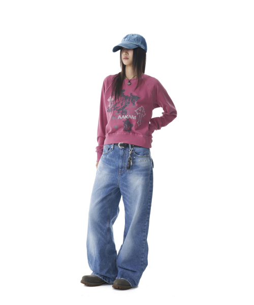 Cross Studded Sweatshirts (Pink)