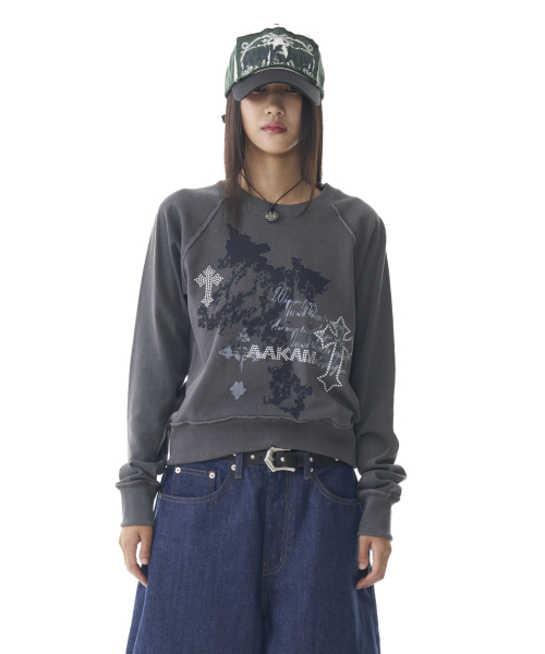 Cross Studded Sweatshirts (Dark Gray)