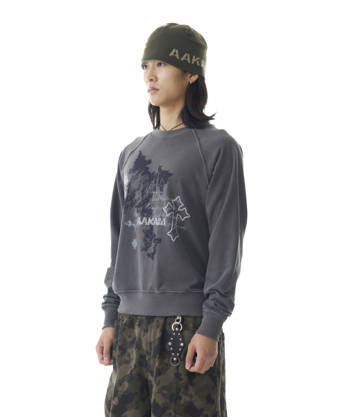 Cross Studded Sweatshirts (Dark Gray)