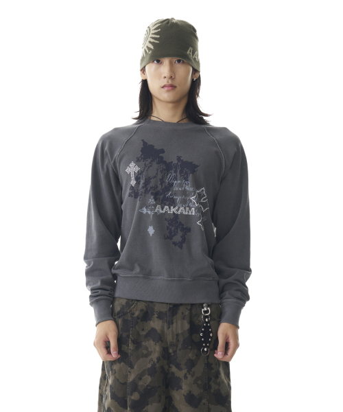 Cross Studded Sweatshirts (Dark Gray)