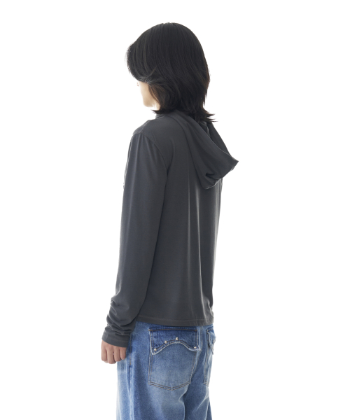 Studded Cross Hooded Long Sleeve (Dark Gray)