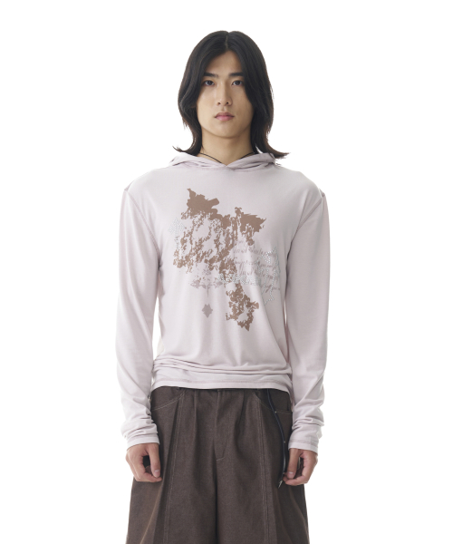 Studded Cross Hooded Long Sleeve (Beige)