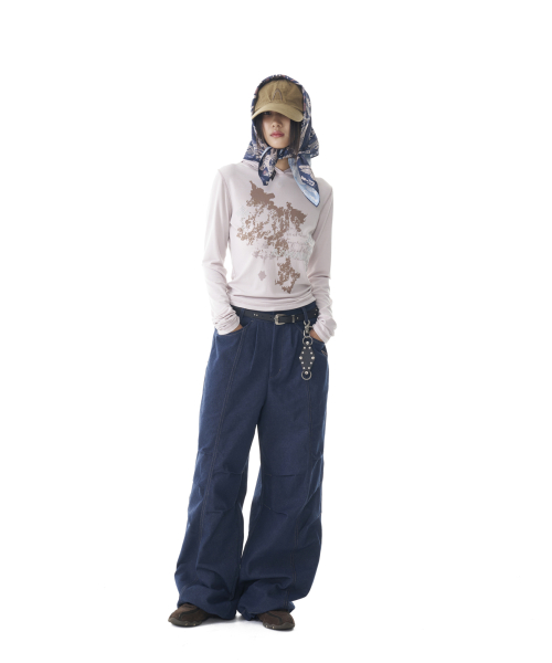 Studded Cross Hooded Long Sleeve (Beige)
