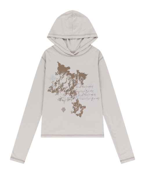Studded Cross Hooded Long Sleeve (Beige)