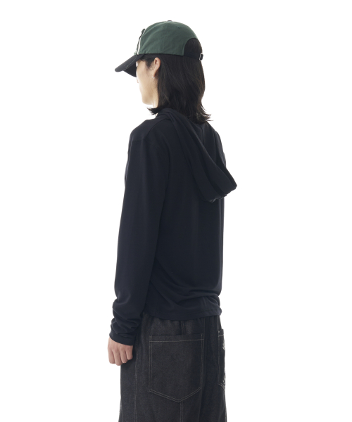 Studded Leaf Hooded Long Sleeve (Black)