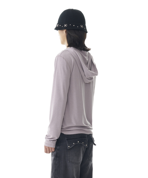 Studded Leaf Hooded Long Sleeve (Beige)
