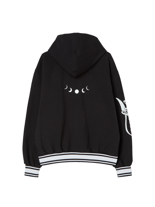 EMBLEM PRINTING HOOD ZIP-UP BLACK