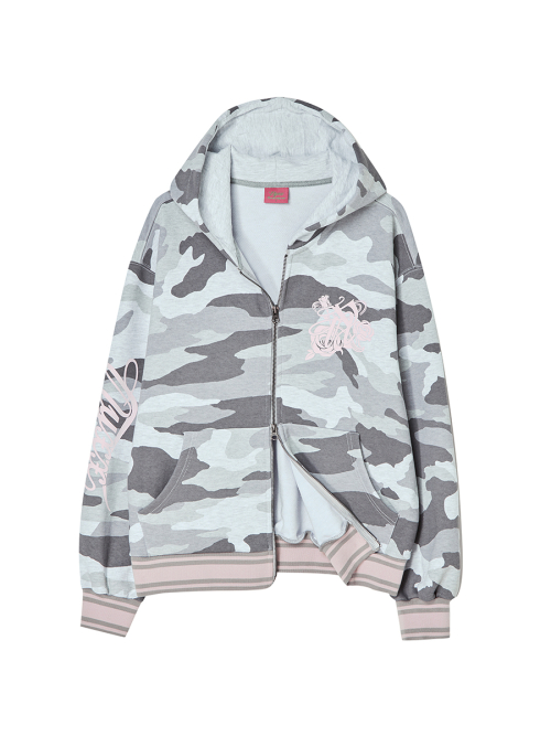 EMBLEM PRINTING HOOD ZIP-UP CAMO