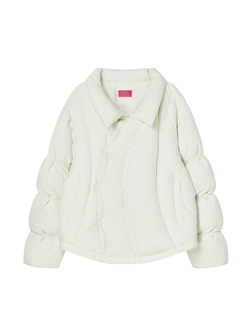 CURVE LINE COLLARED DOWN PUFFER IVORY