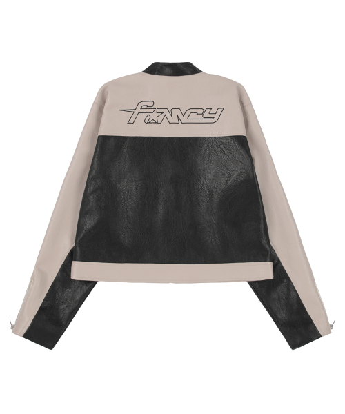 [NF] BLOCK PANEL LEATHER JACKET (BLACK)_FZA940