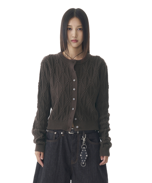 Sun Button Pattern Cardigan (Brown)