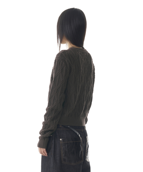 Sun Button Pattern Cardigan (Brown)