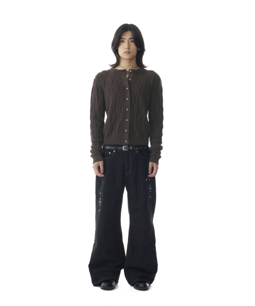 Sun Button Pattern Cardigan (Brown)