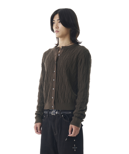 Sun Button Pattern Cardigan (Brown)