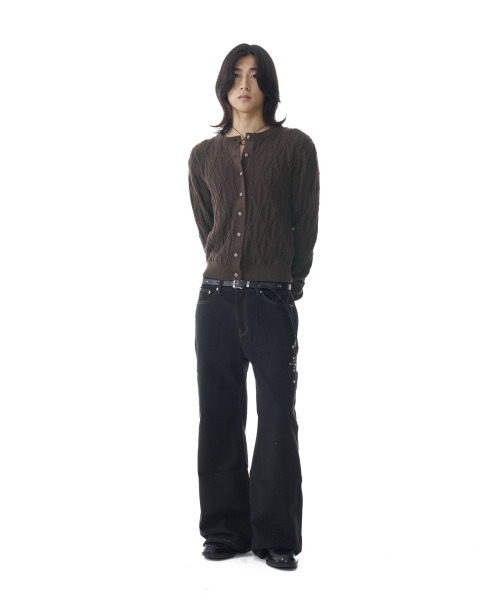Sun Button Pattern Cardigan (Brown)