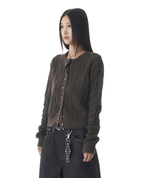Sun Button Pattern Cardigan (Brown)
