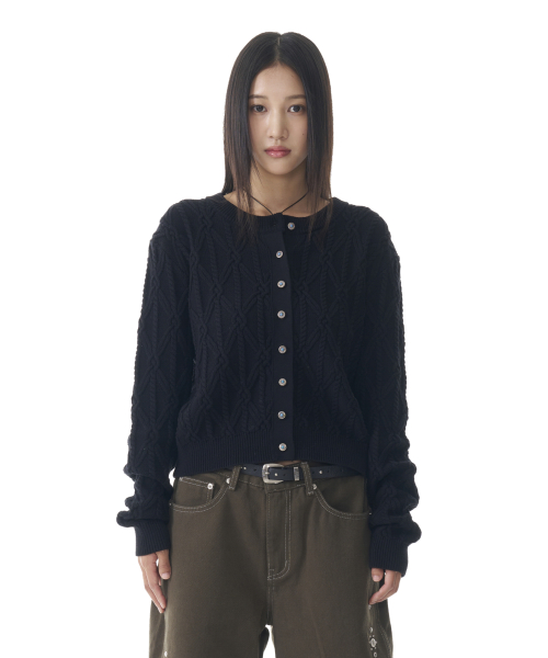 Sun Button Pattern Cardigan (Black)