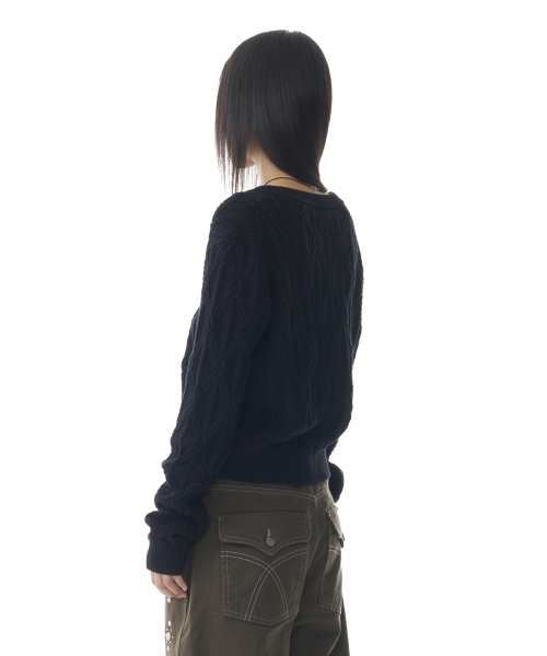 Sun Button Pattern Cardigan (Black)