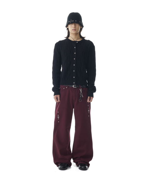 Sun Button Pattern Cardigan (Black)