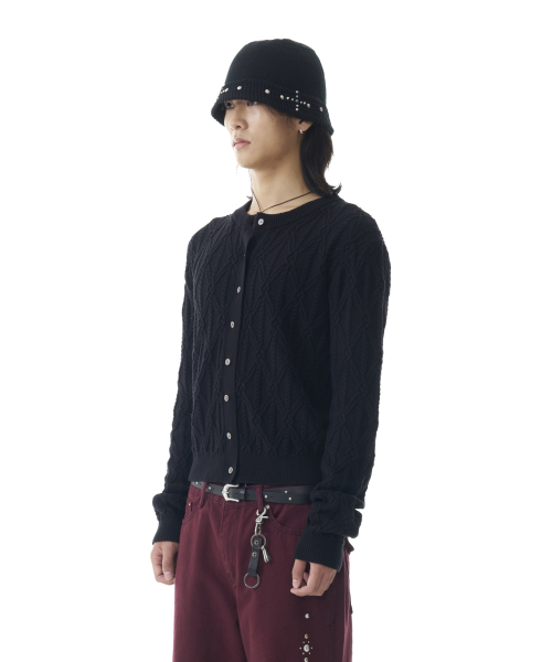 Sun Button Pattern Cardigan (Black)