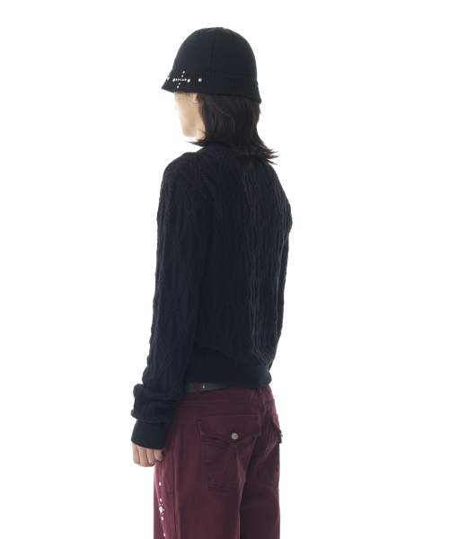 Sun Button Pattern Cardigan (Black)