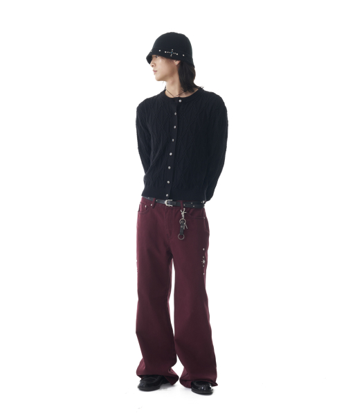 Sun Button Pattern Cardigan (Black)