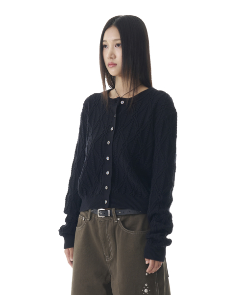 Sun Button Pattern Cardigan (Black)