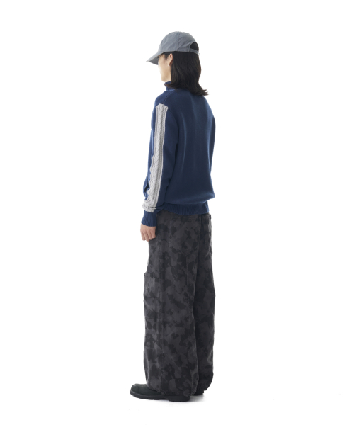 Sun Jacquard Zip-Up Sweater (Navy)