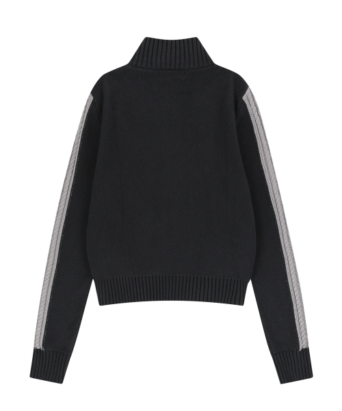 Sun Jacquard Zip-Up Sweater (Dark Gray)