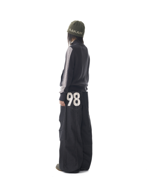 Sun Jacquard Zip-Up Sweater (Dark Gray)