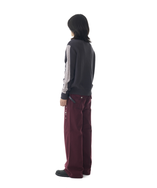 Sun Jacquard Zip-Up Sweater (Dark Gray)
