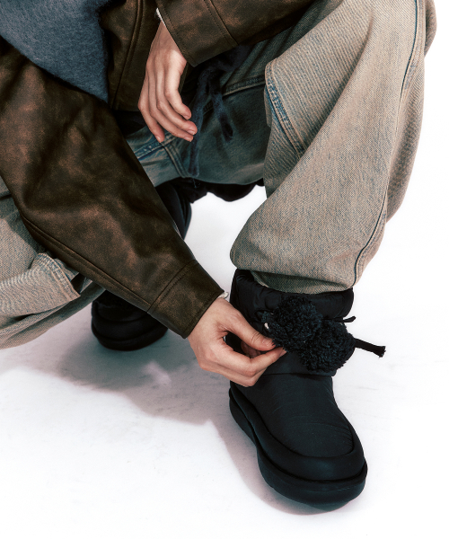 RIBBON PADDING BOOTS / 2 COLORS
