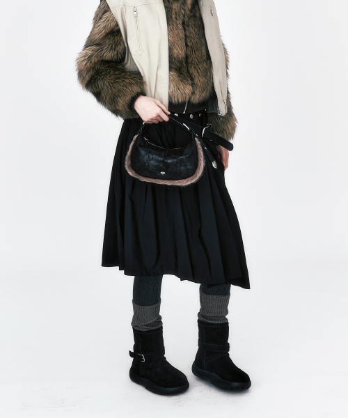 BOUCLE BUCKLE WINTER BOOTS / BLACK