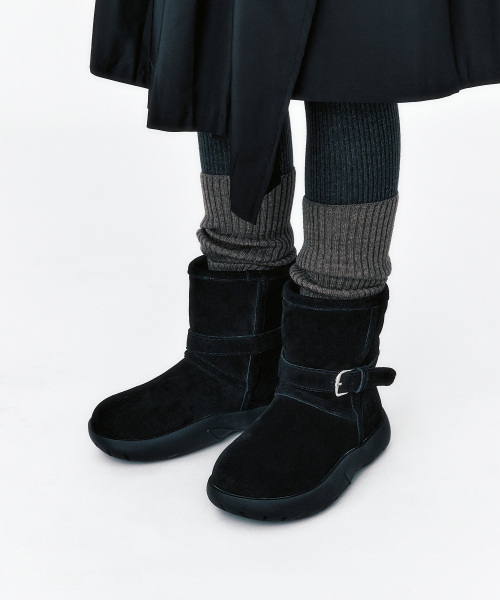 BOUCLE BUCKLE WINTER BOOTS / BLACK