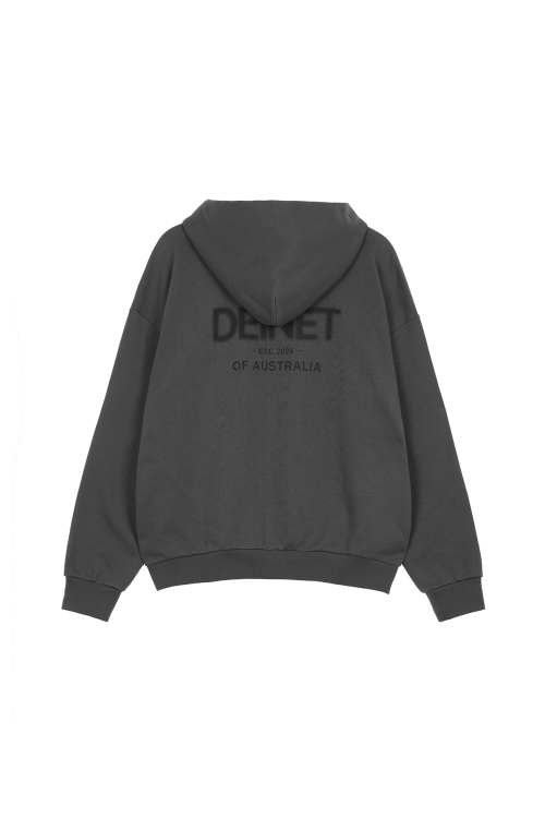 LOST IN SYDNEY ZIP-UP HOODIE IN CHARCOAL