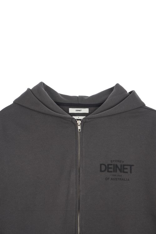 LOST IN SYDNEY ZIP-UP HOODIE IN CHARCOAL