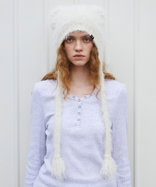 TEDDY FLUFFY BEANIE ivory
