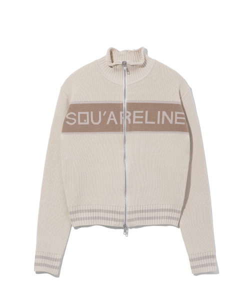 Basic Logo Jacquard Knit Zip-up_Beige