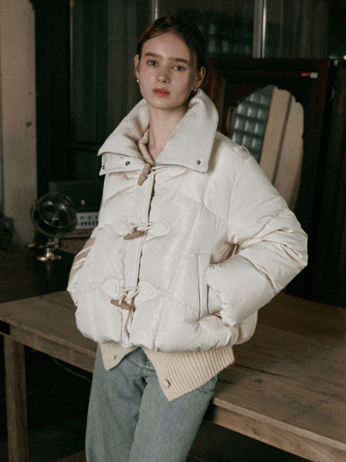 ELROY knit collar short padding_IVORY