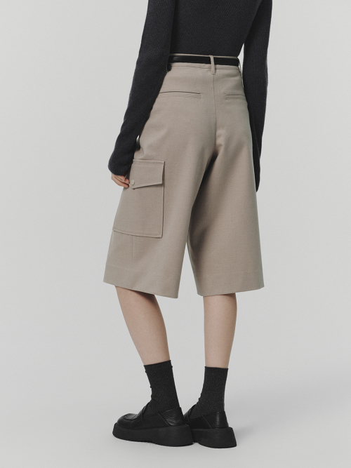 NELLE wool half pants_LIGHT GRAY