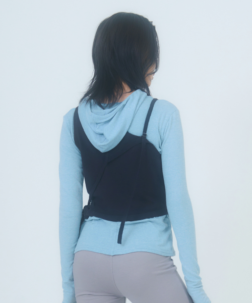 STRING KNIT VEST [BLACK]