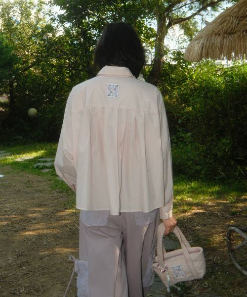 Stripe pleats shirt (pastel pink)